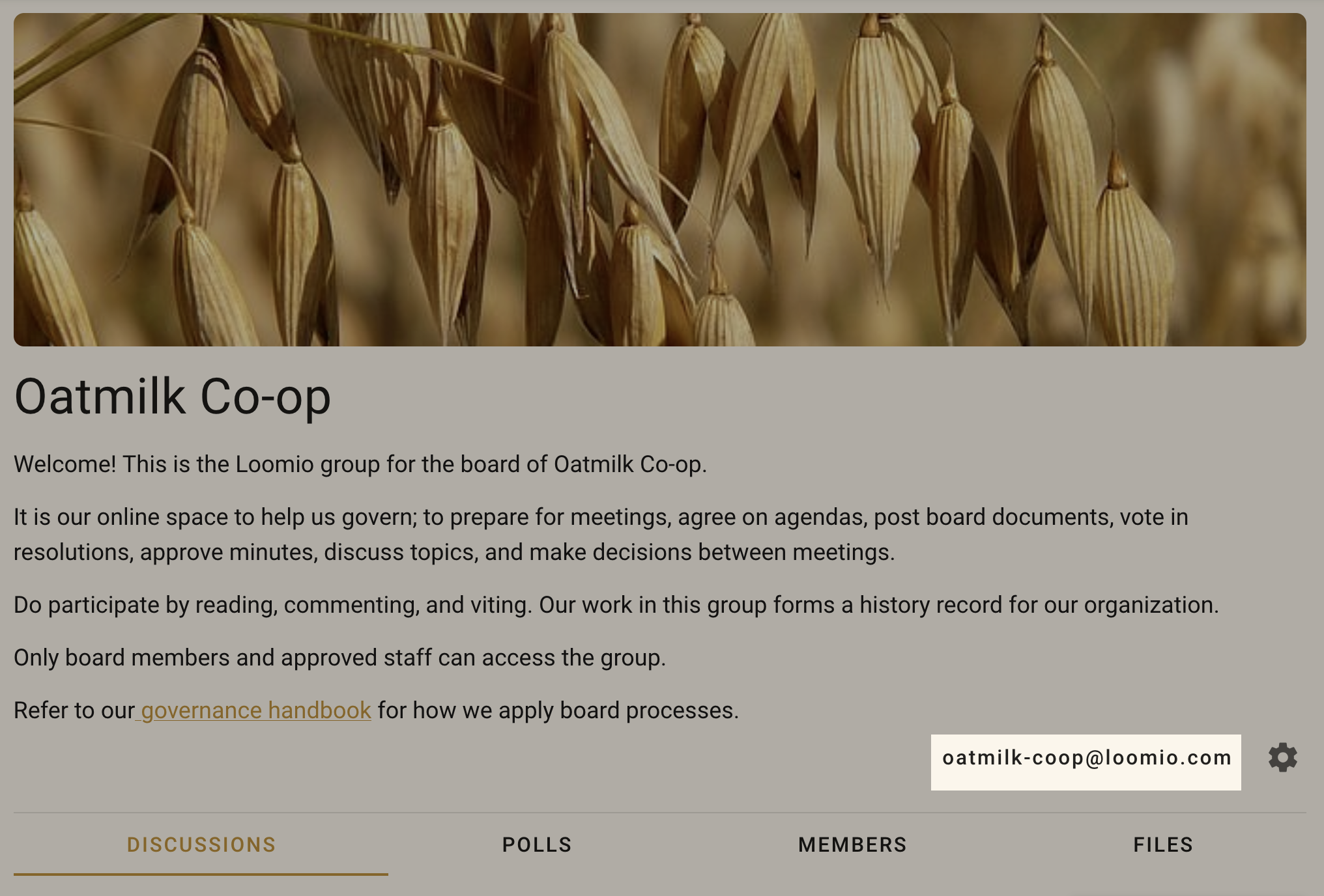 location of the email address on the group page