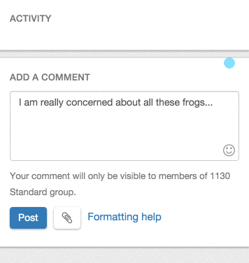 inserting a frog emoji into a comment