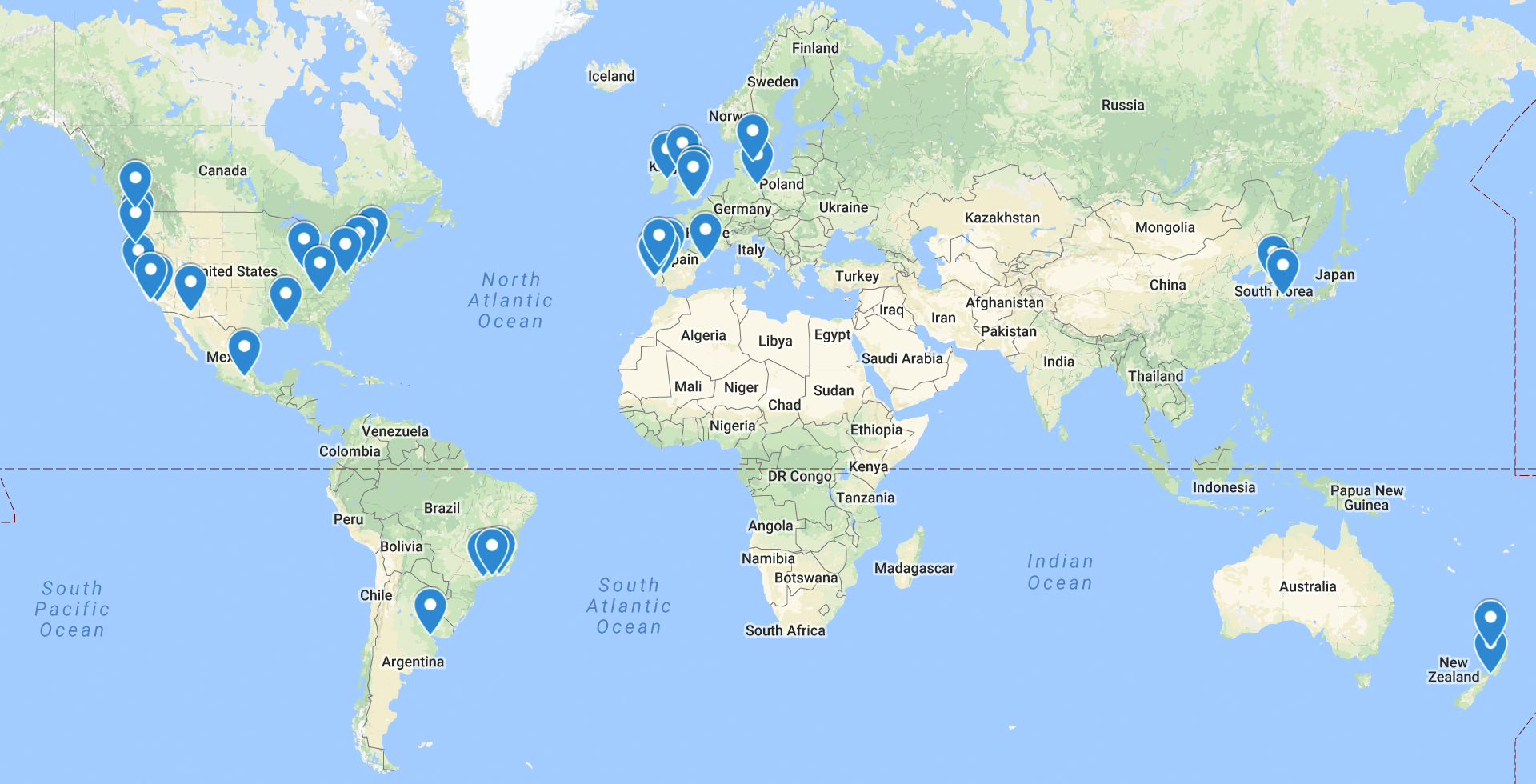 Destinations on our 2017 world tour